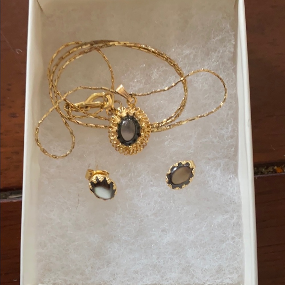 Goldtone Costume Necklace and Earring Set